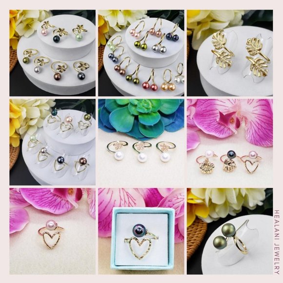 Monstera Leaf Adjustable Pearl Ring - Picture 4 of 4